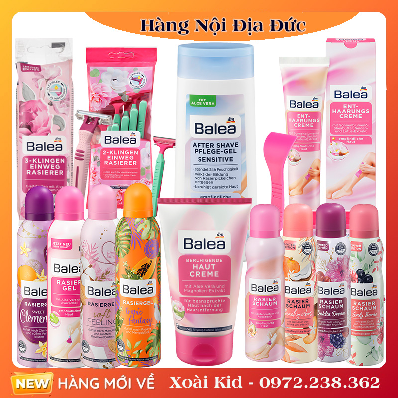 Bộ Kem tẩy lông, bọt tẩy lông và kem dưỡng sau cạo lông Balea của Đức -Date mới đủ bill