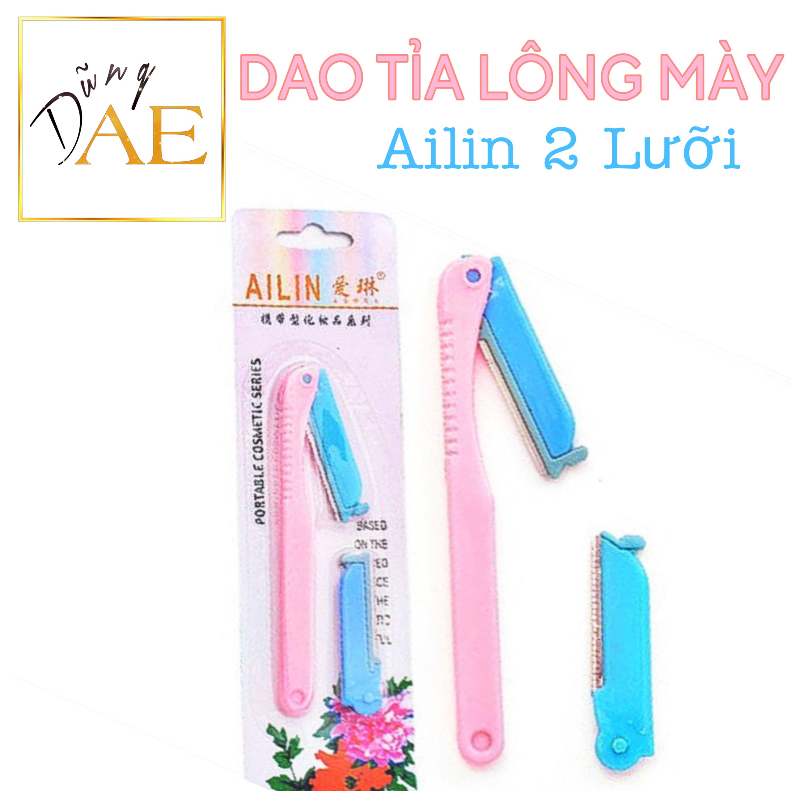 Bộ dao ailin 2 lưỡi tỉa lông mày - dao cạo lông mày 2 lưỡi ailin