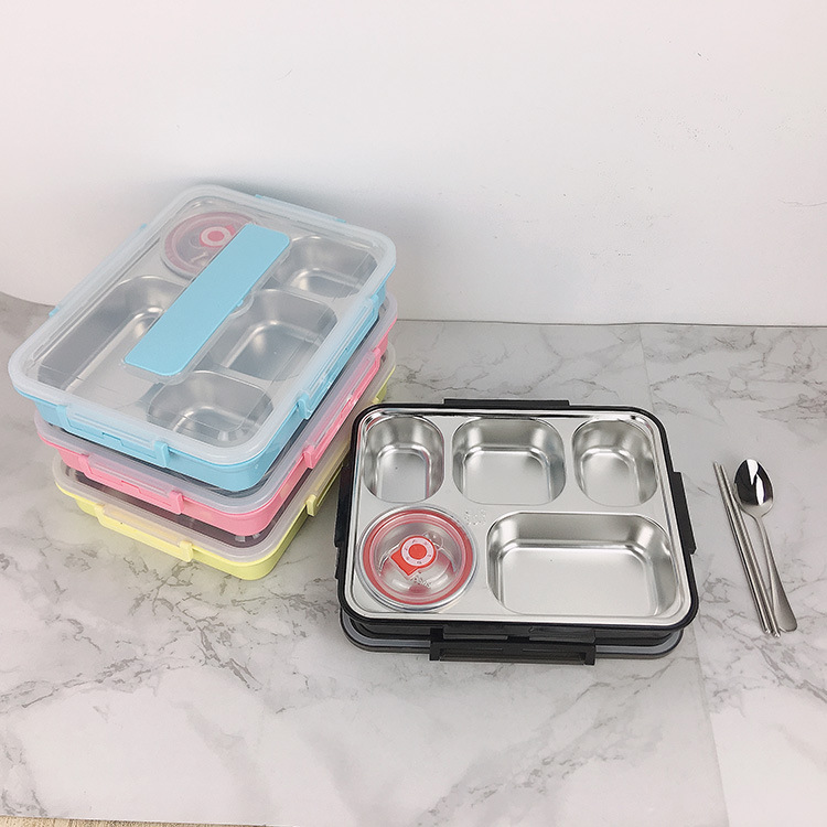 Khay cơm inox 5 ngăn có nắp đậy tiện dụng