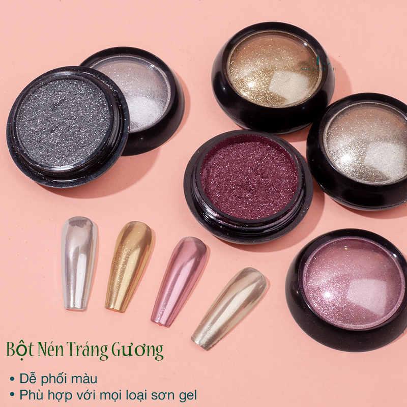 Bột tráng gương nail trang trí móng nhiều màu sắc