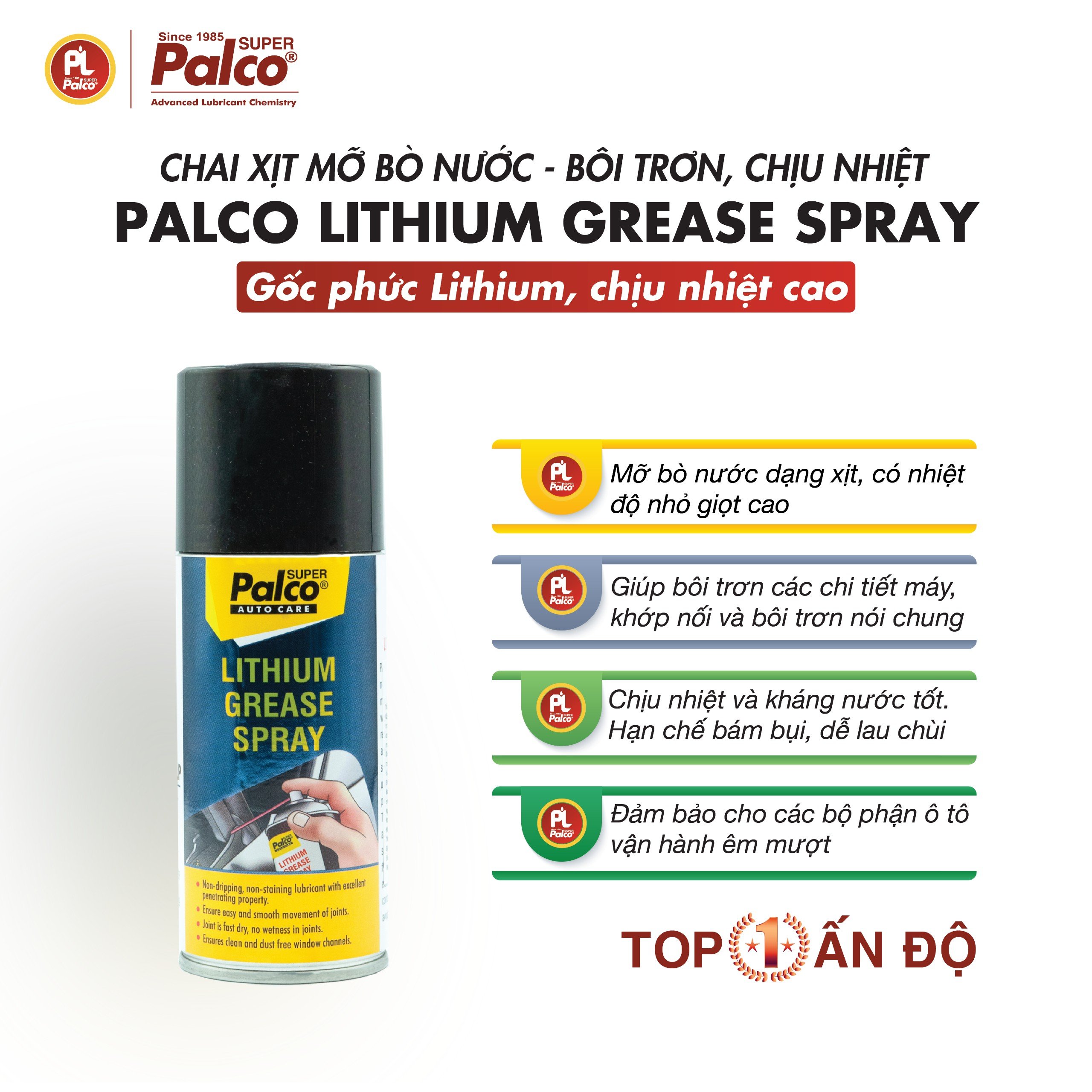 Mỡ Bò Nước Dạng Xịt PALCO LITHIUM SPRAY 150mL Nhập Khẩu Ấn Độ, Mỡ Bò Bôi Trơn Vòng Bi, Mỡ Bò Chịu Nhiệt Độ Cao, Mỡ Bò Xịt, Mỡ Bò Kháng Nước