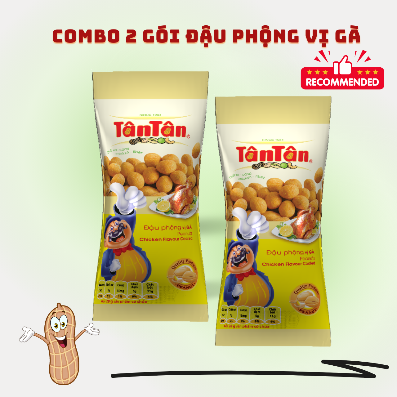 Combo 2 gói đậu phộng tân tân vị gà 28g