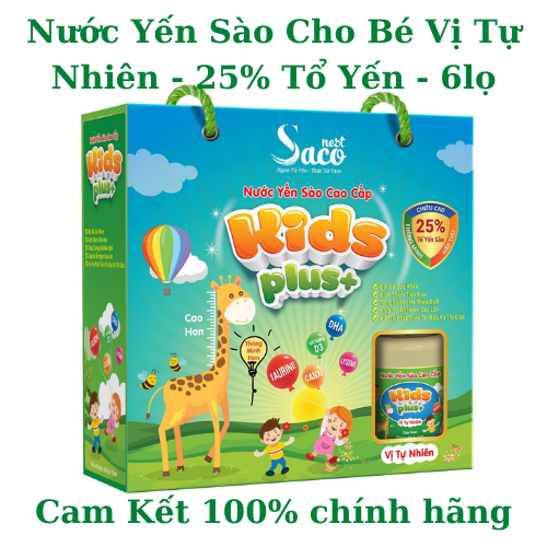 25% TỔ YẾN - 1 Hộp ( 6 HŨ ) NƯỚC YẾN SÀO CHO TRẺ EM THƯƠNG HIỆU SACONEST -NƯỚC YẾN SÀO KID'S PLUS 25% TỔ YẾN - VỊ TỰ NHIÊN - 70ML/LỌ-Bồi Bổ Sức Khỏe Kích Thích Tiêu Hóa Tăng Cường Hệ Miễn Dịch Giúp Bé Ăn Ngon Cao