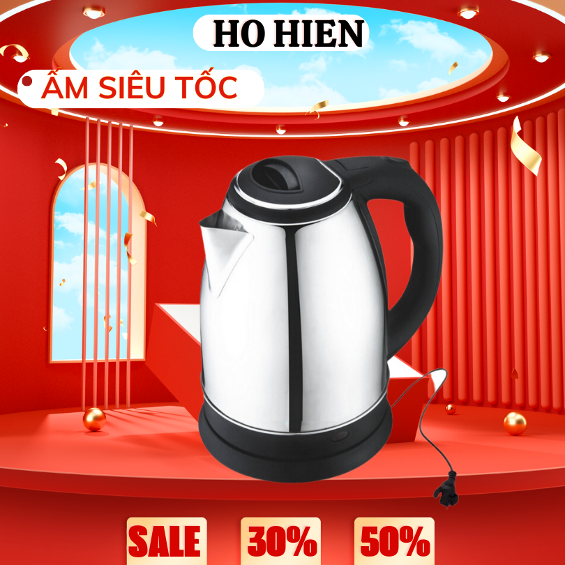 Ấm đun siêu tốc, Bình đun nước siêu tốc 1.8L - Bảo Hành 1 Năm - Ấm đun siêu tốc- An toàn cho mọi gia đình cao cấp
