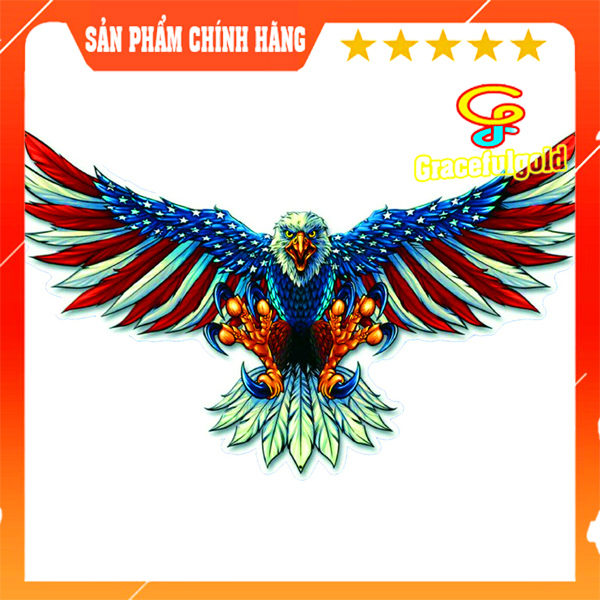 Tem Decal hình Đại bàng họa tiết cờ nước Mỹ