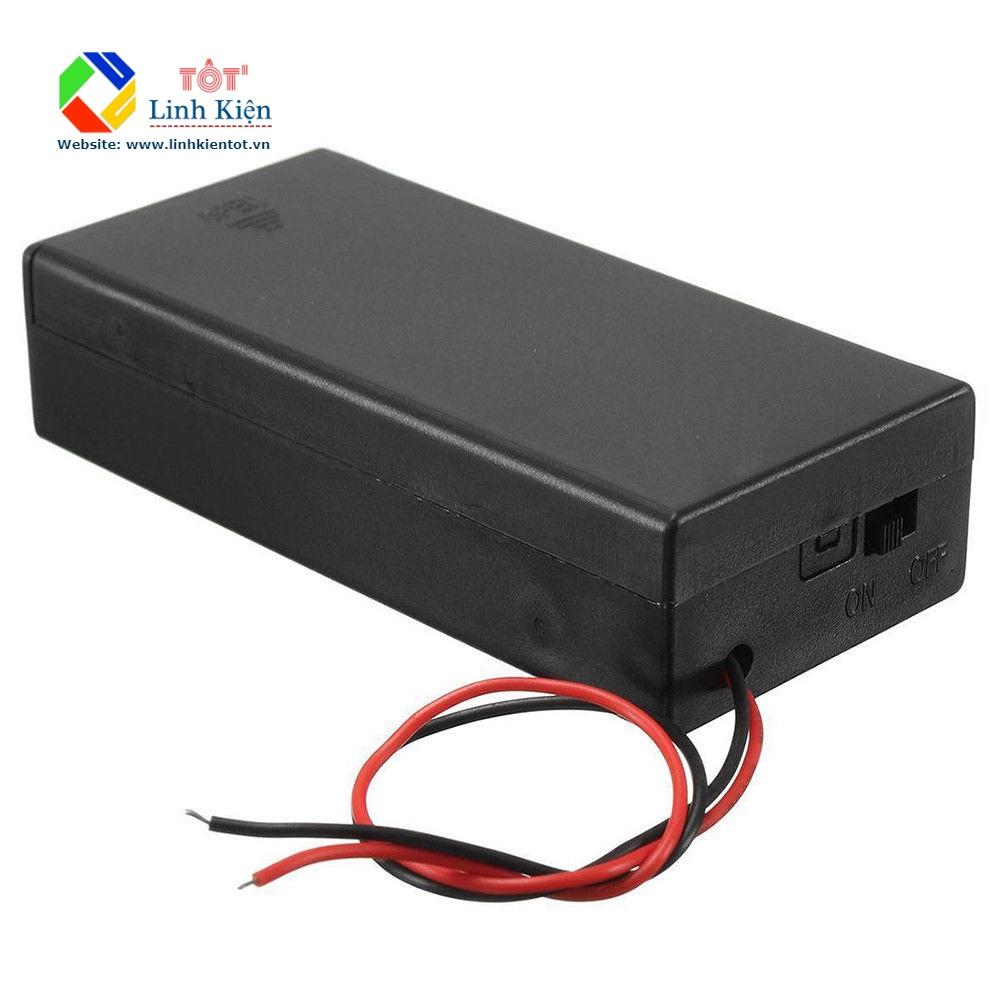 Đế 2 pin 7,4v nối tiếp 18650 có nắp - switch on/off tiện dụng
