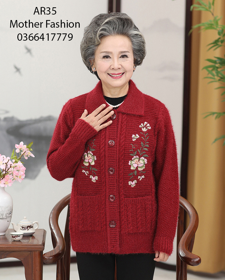 Áo len cho người già, Áo len cho bà, áo khoác len nữ cho bà, cho mẹ AR35
