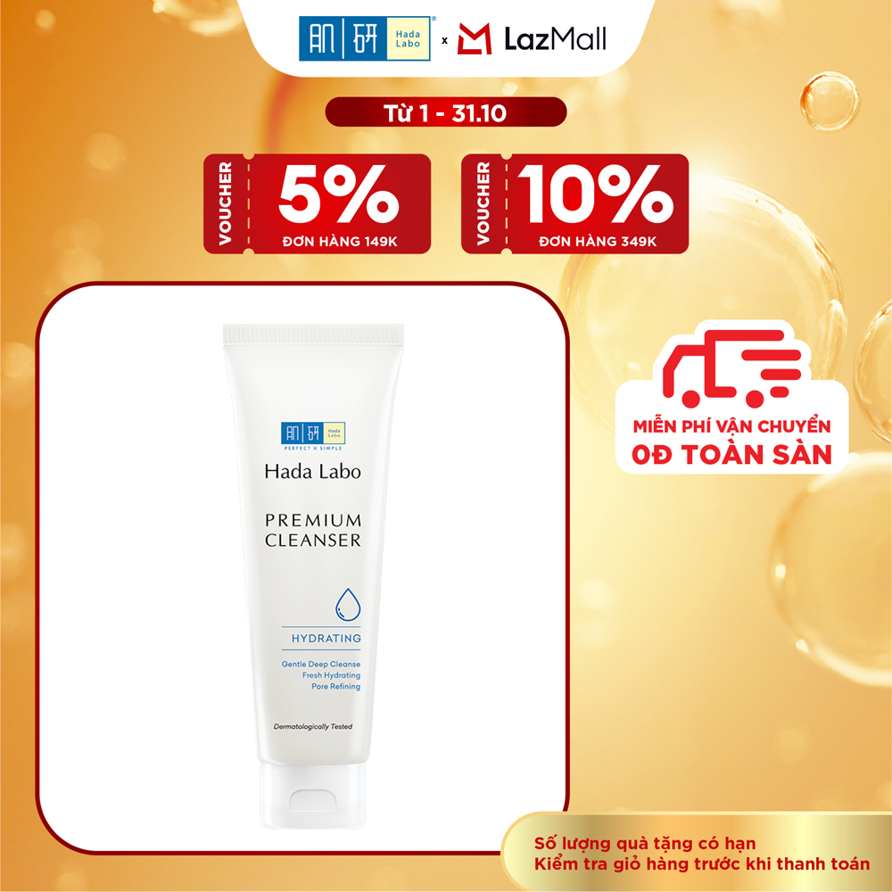 Sữa rửa mặt dưỡng ẩm cao cấp Hada Labo Premium Cleanser Hydrating 100g