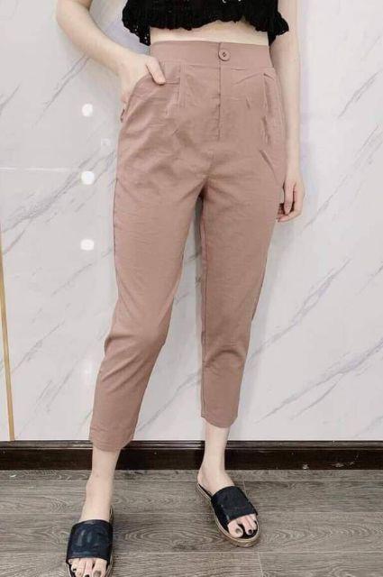 Quần baggy nữ , Quần baggy khuy nữ ,Chất vải đũi mềm ,mát