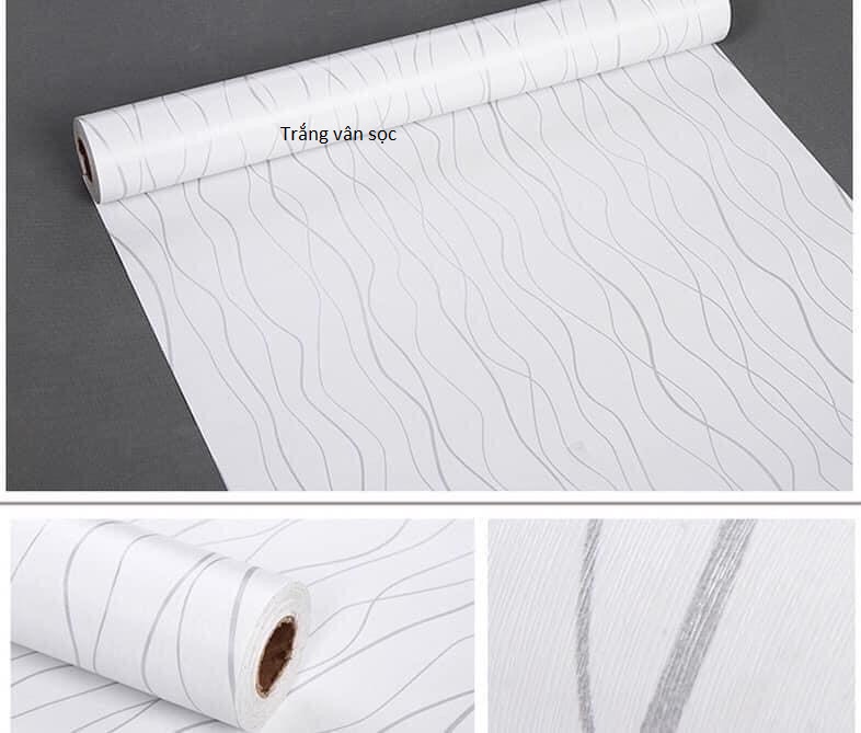 [HCM]Giấy Dán Tường hay Decal dán tường cuộn ( 10M x 45cm) Màu trắng trơn có vân  có keo sẵn dễ dán trang trí đẹp tự thi công có nhiều mẫu