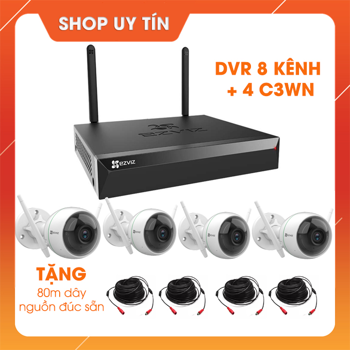 Bộ kit camera 8 kênh ezviz bao gồm 4 camera wif cs-cv310 full hd 1080p kèm đầu ghi ip 8 kênh ezviz cs-x5s-8w