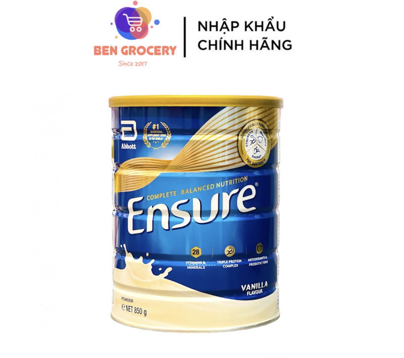 Hộp sữa bột ensure úc 850g mẫu mới - date 03/2026