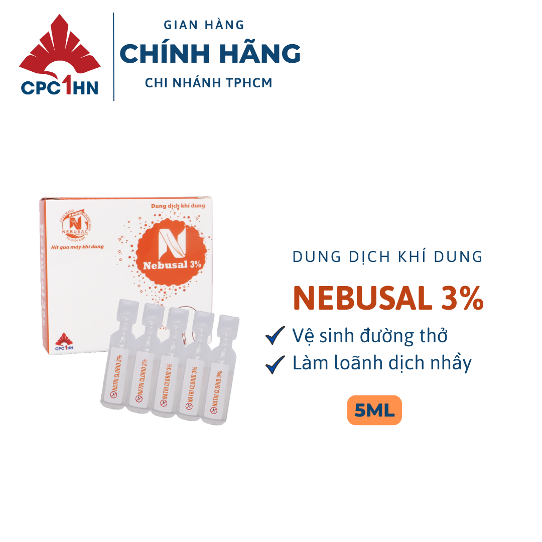 Dung dịch khí dung NEBUSAL 3%, hộp 1 vỉ x 5 ống nhựa 5ml NEBUSAL - The 3%