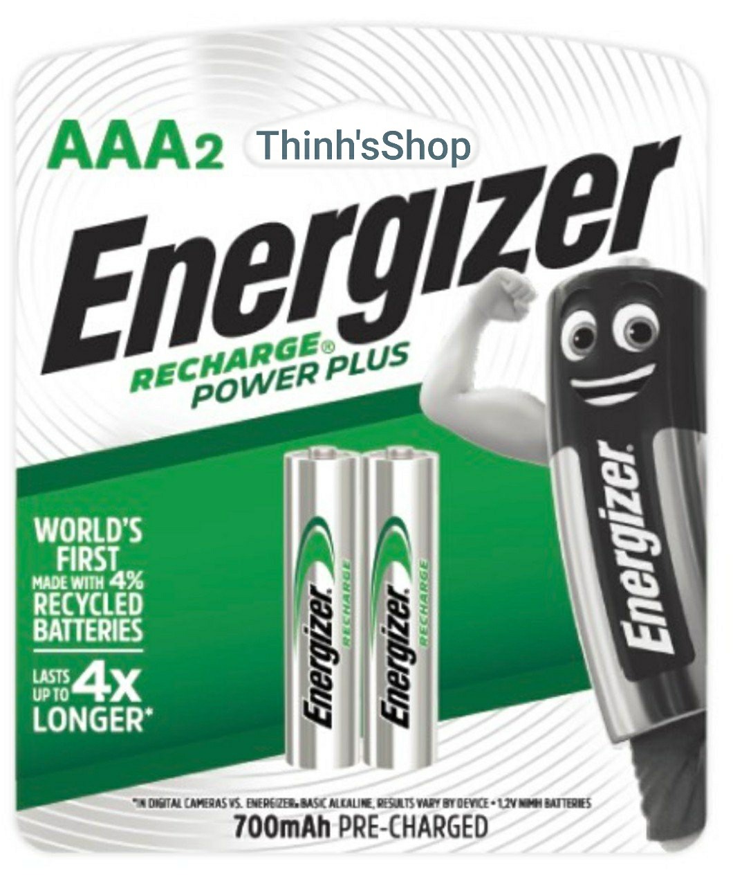 Vỉ 2 pin sạc aaa energizer 700mah - made in japan