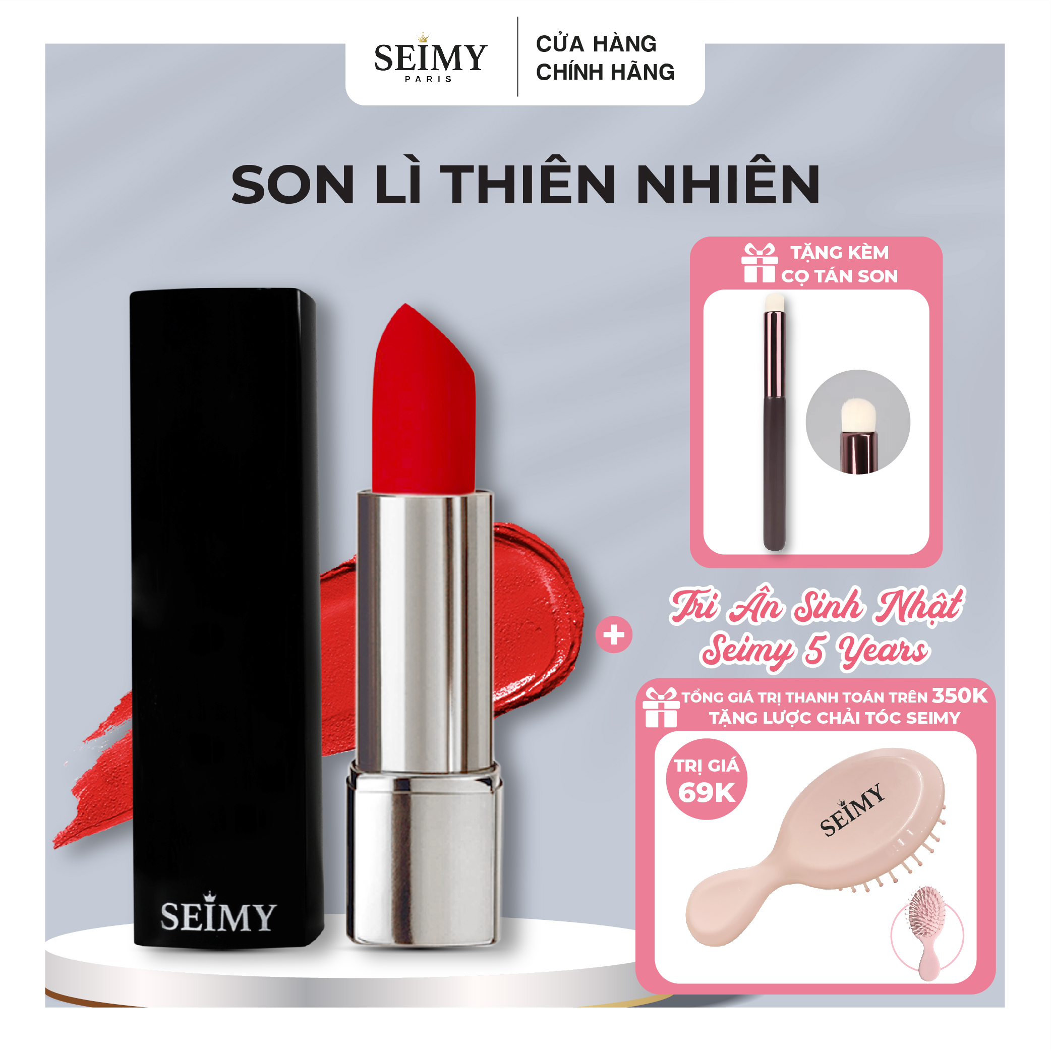SON THIÊN NHIÊN SEIMY - SEIMY NATURE LIPSTICK không chì sử dụng cả cho bà bầu mà không gây kích ứng da