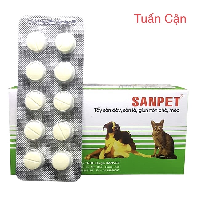 Hanvet Combo 5 viên Sanpet- Combo 1 vỉ(10 Viên) Các loại san, giuun ở thú cảnh, vật nuôi gà đá