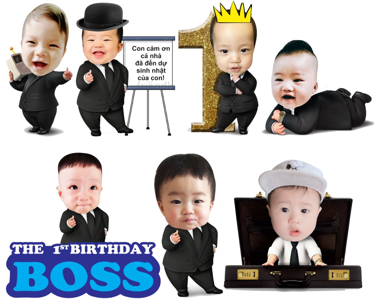 Combo hình chipi sinh nhật bé trai Đô chủ đề baby boss  vuatrangtrivn
