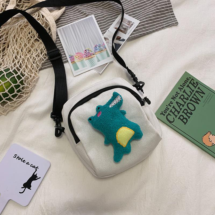 Túi vải thời trang nữ gắn hình khủng long siêu cute