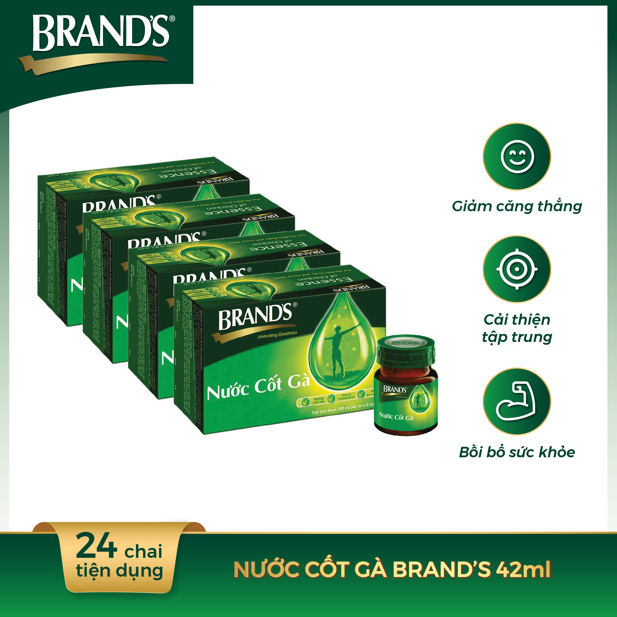 Combo 4 hộp 6 chai nước cốt gà brand's