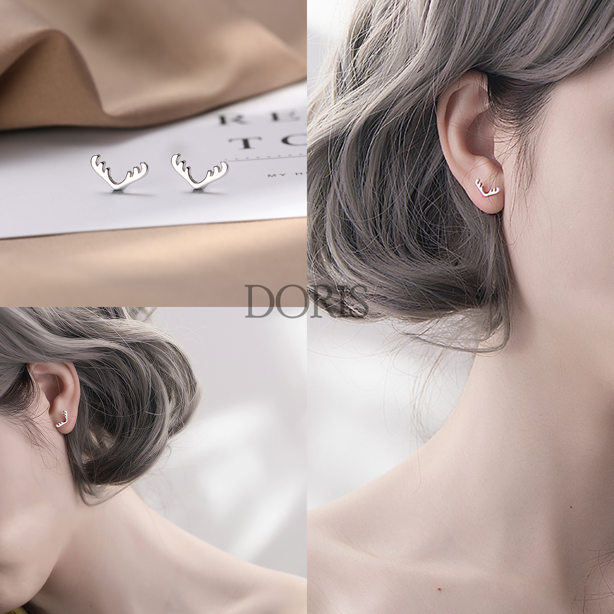 Bông tai bạc nhỏ Hình Sừng Hươu - DORIS HOUSE