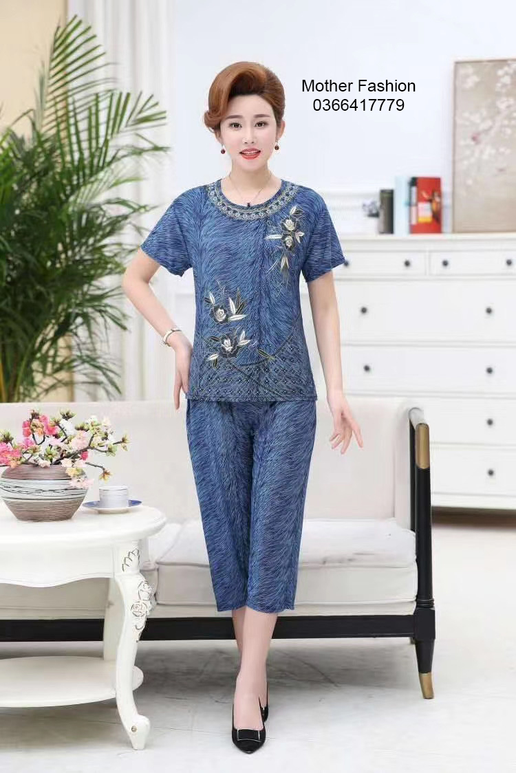 Bộ quần áo mặc nhà cho nữ trung tuổi, bộ quần áo trung niên, quần áo cho người lớn tuổi, bộ quần áo