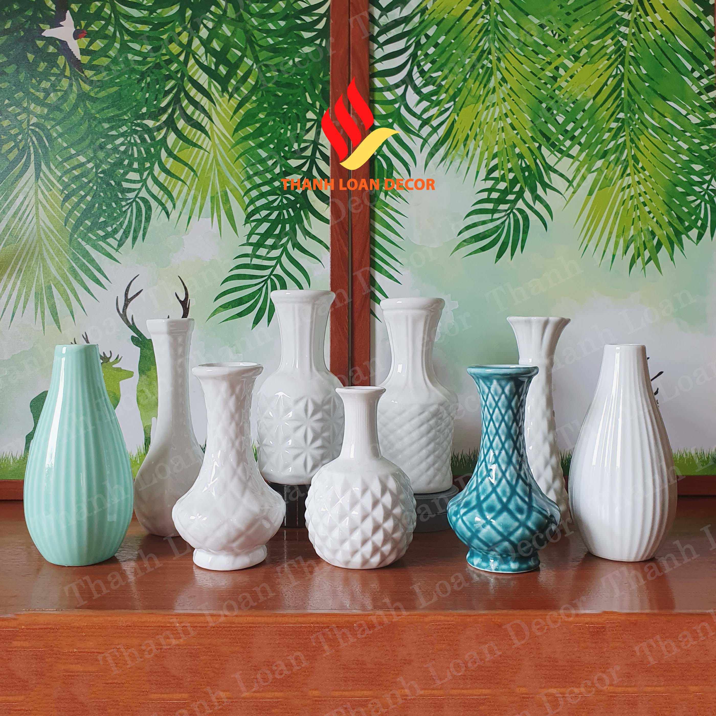 [ MAGIAMGIA 10K] Lọ hoa mini Bát Tràng cao 18 cm - Bình hoa gốm men mát - Decor trang trí - Nhiều mẫu