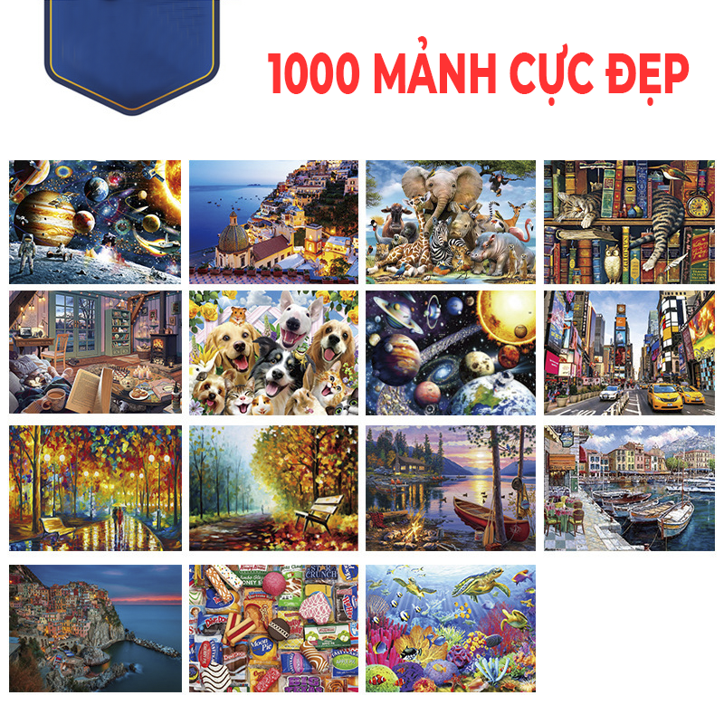 Tranh Ghép Xếp Hình 1000 Mảnh Dành Cho Người Lớn, Tranh Ghép Hình Phong Cảnh, Tranh Vũ Trụ Động Vật Dành Cho Bé Không Gợi Ý Mảnh Dày Dặn Kích Thước 70x50 Cm