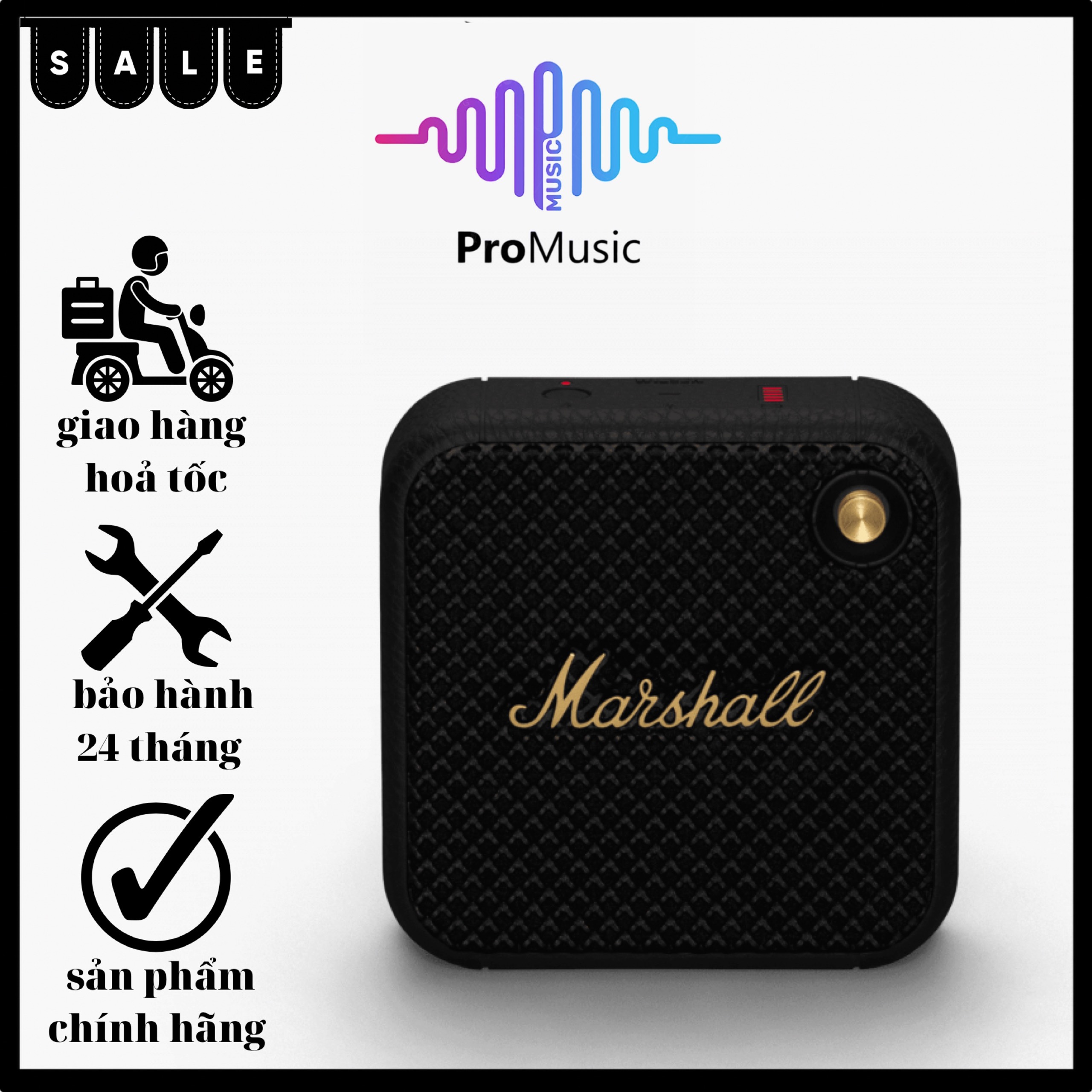 Loa Bluetooth Marshall Willen , âm bass mạnh mẽ , thiết kế nhỏ gọn , chống nước IP67 , chơi nhạc lên tới 15H , bảo hành 24 tháng