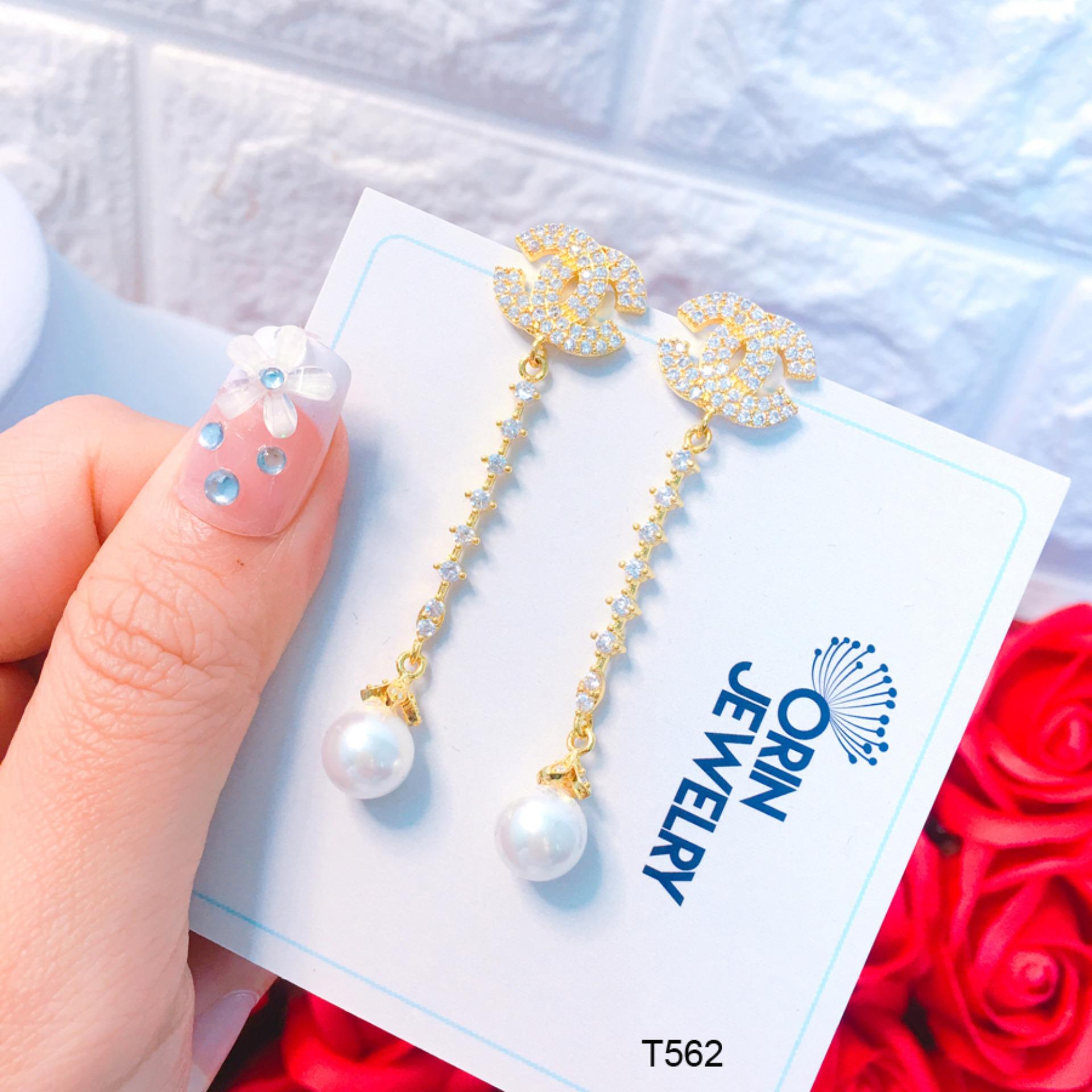 Bông tai chữ x, bông tai dài, bông tai dáng dài thiết kế thời thượng Orin T562