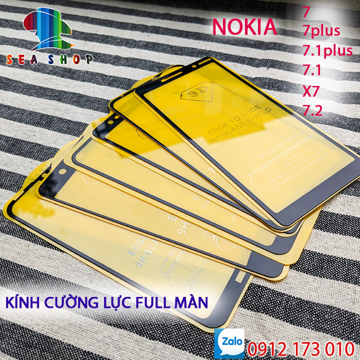 [TẶNG MIẾNG LAU MH] Kính cường lực Nokia 7, X7, 7.1 Plus, 7.2 Full màn hình 9D - Kính dán tràn viền Nokia 7, nokia X7, Nokia 7.1 Plus, Nokia 7.2