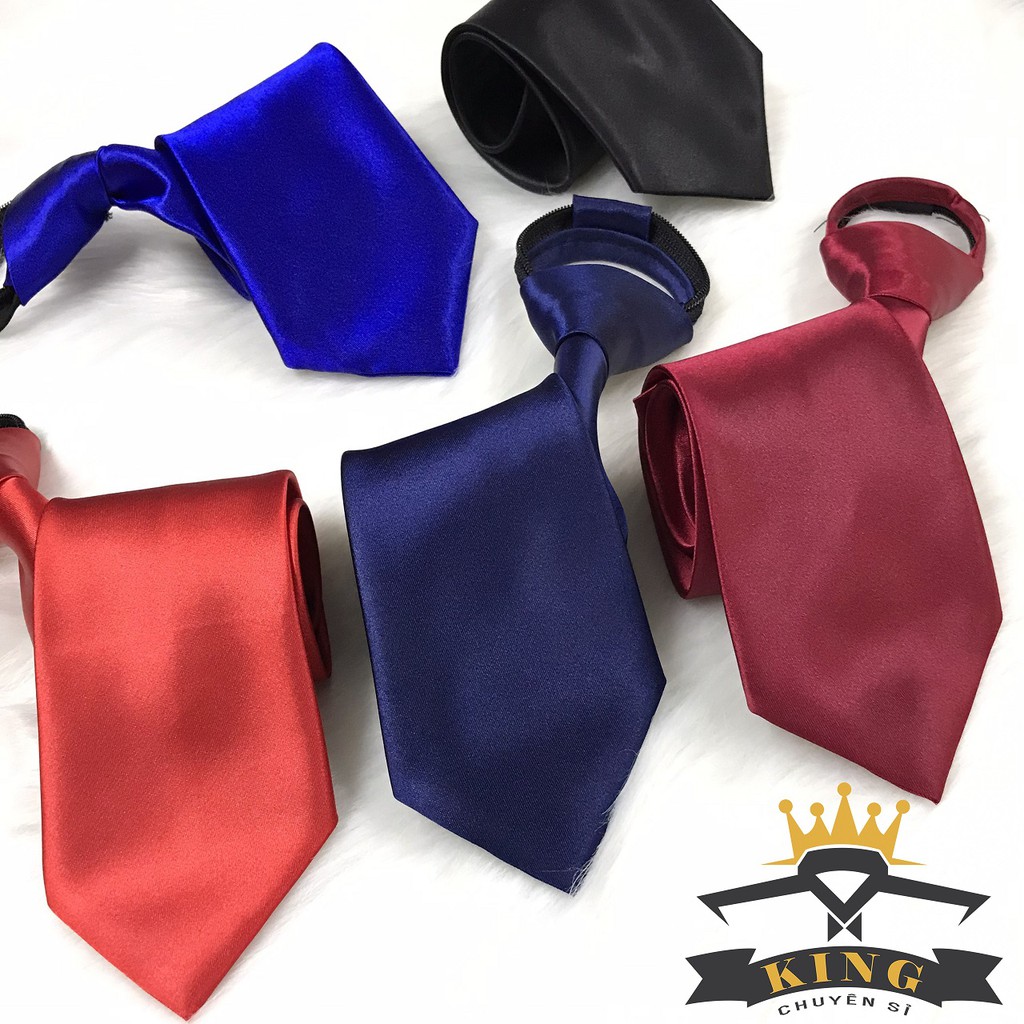 Cà vạt nam KING caravat công sở và chú rể thắt sẵn silk lụa cao cấp style hàn quốc giá rẻ C016
