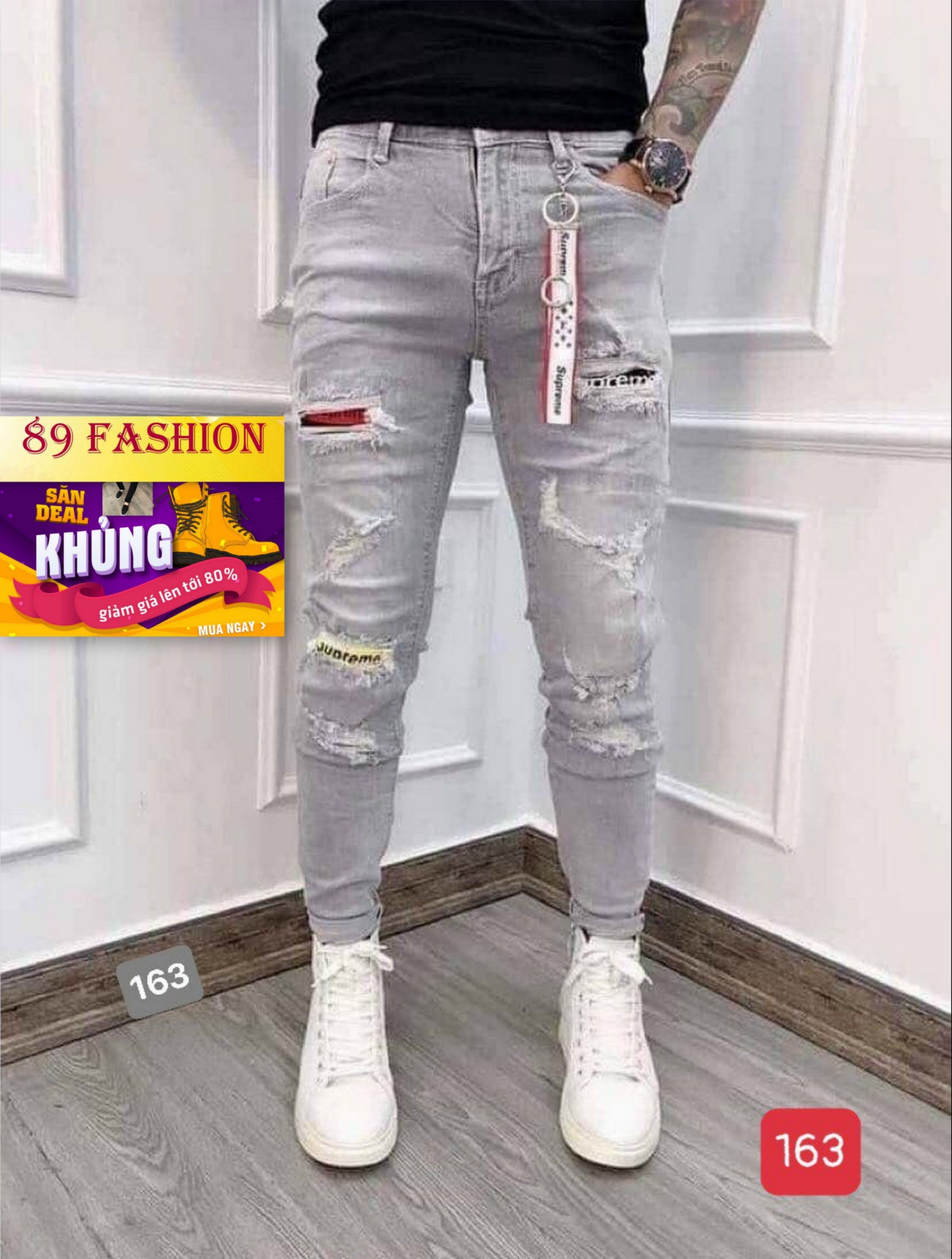 [HCM]quần jean nam cao cấp mẫu mới nhất MKV163 89 FASHION phong cách chuẩn shop hàng cao cấp rách gối siêu đẹp full tem mác thiết kế trẻ trung hiện đại thời trang 89 FASHION AN1025132