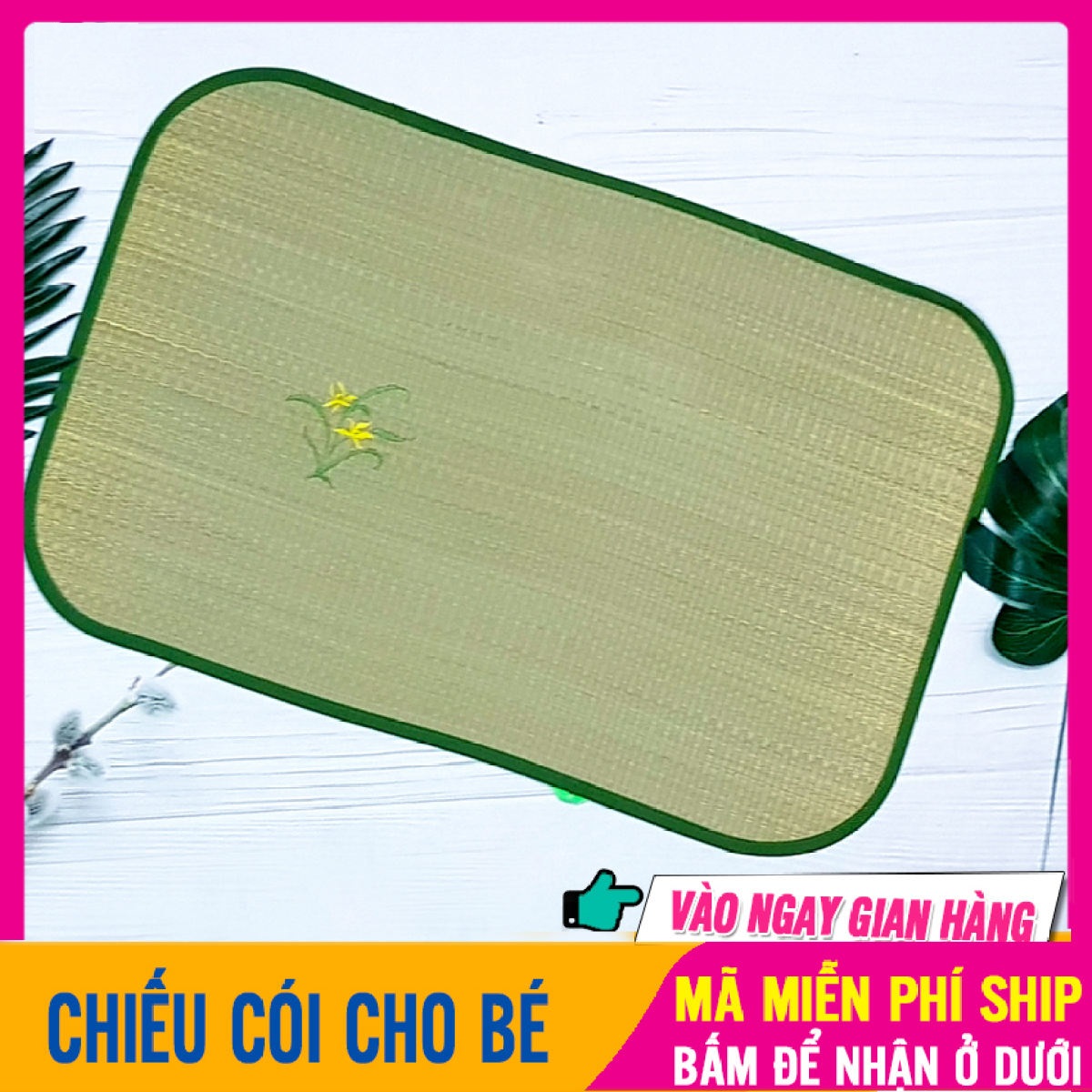 Chiếu điều hòa cho bé kích thước 6060CM bằng cói 100%, chiếu nằm võng nôi mùa hè, chieu coi cho be