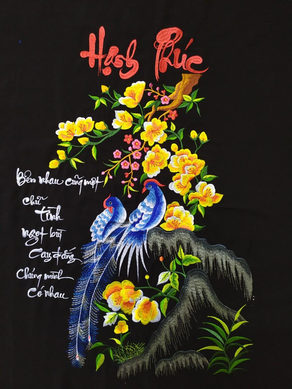 Tranh Treo Phòng Ngủ - Tranh Thêu Vợ Chồng Hạnh Phúc