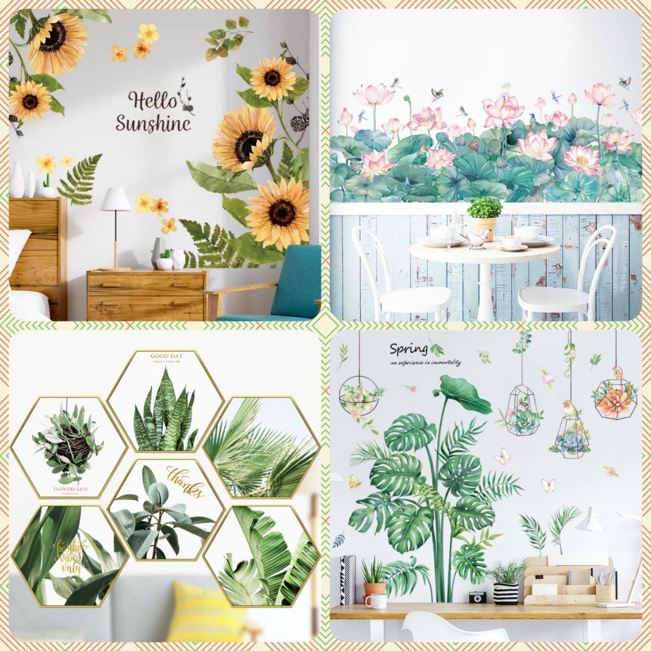 [GIẢM NGAY 20K] DECAL TRANG TRÍ PHÒNG KHÁCH DECAL DÁN TƯỜNG HOA LÁ SIÊU ĐẸP