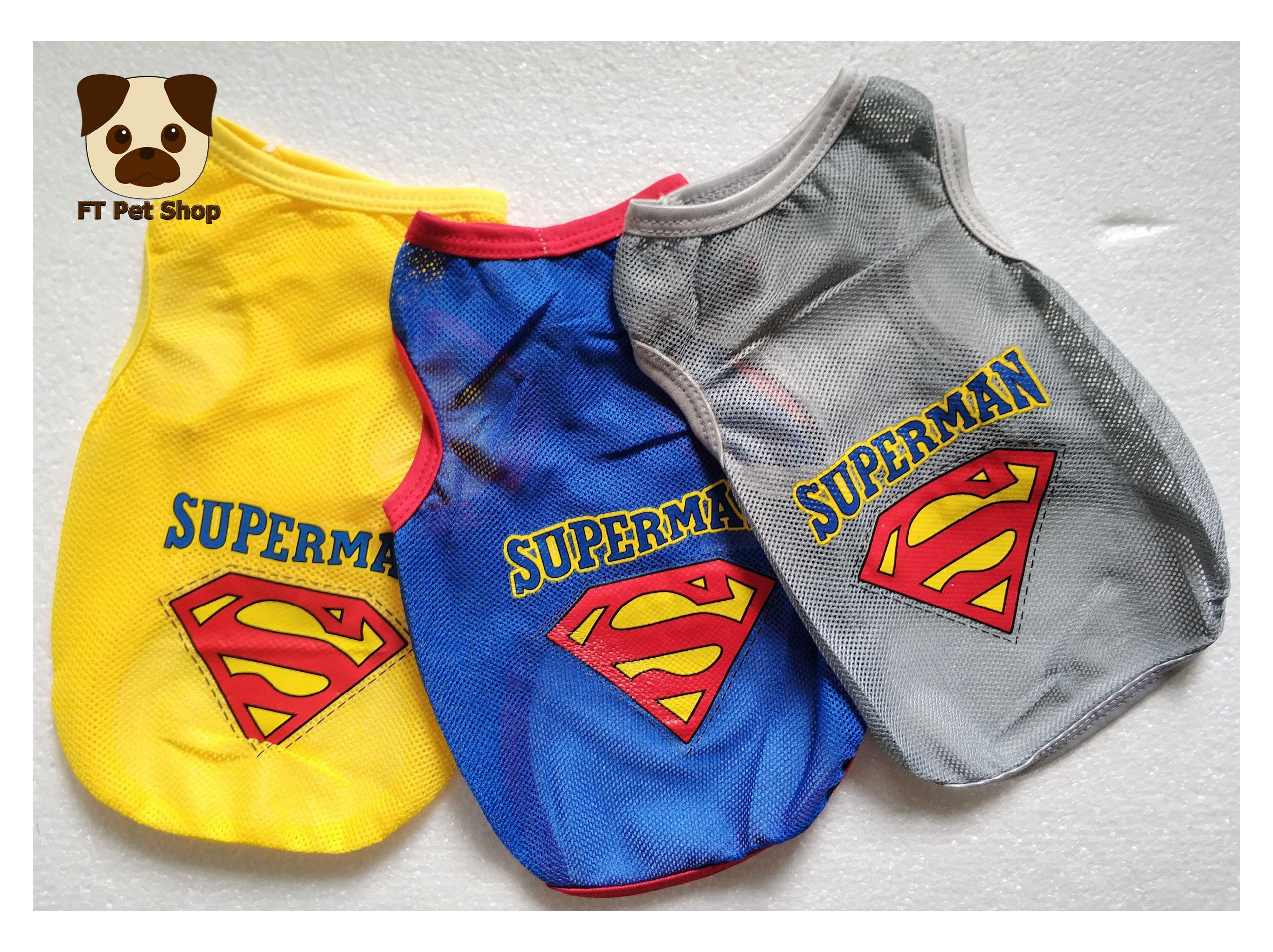 Áo Cho Chó Mèo Thun Lưới Hình Siêu Nhân