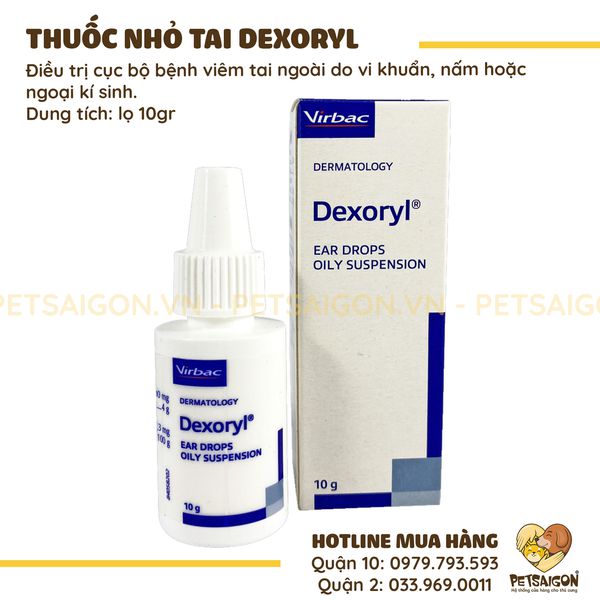 Thuố.c nhỏ tai dexoryl cho chó mèo 10gr