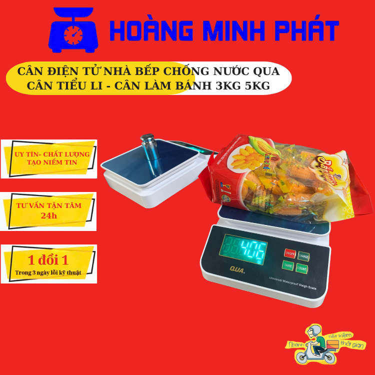 Chống nước cân điện tử nhà bếp cân tiểu ly Mini QUA [ 5kg/1g ] - [ 3kg/0.1g ],siêu chính xác