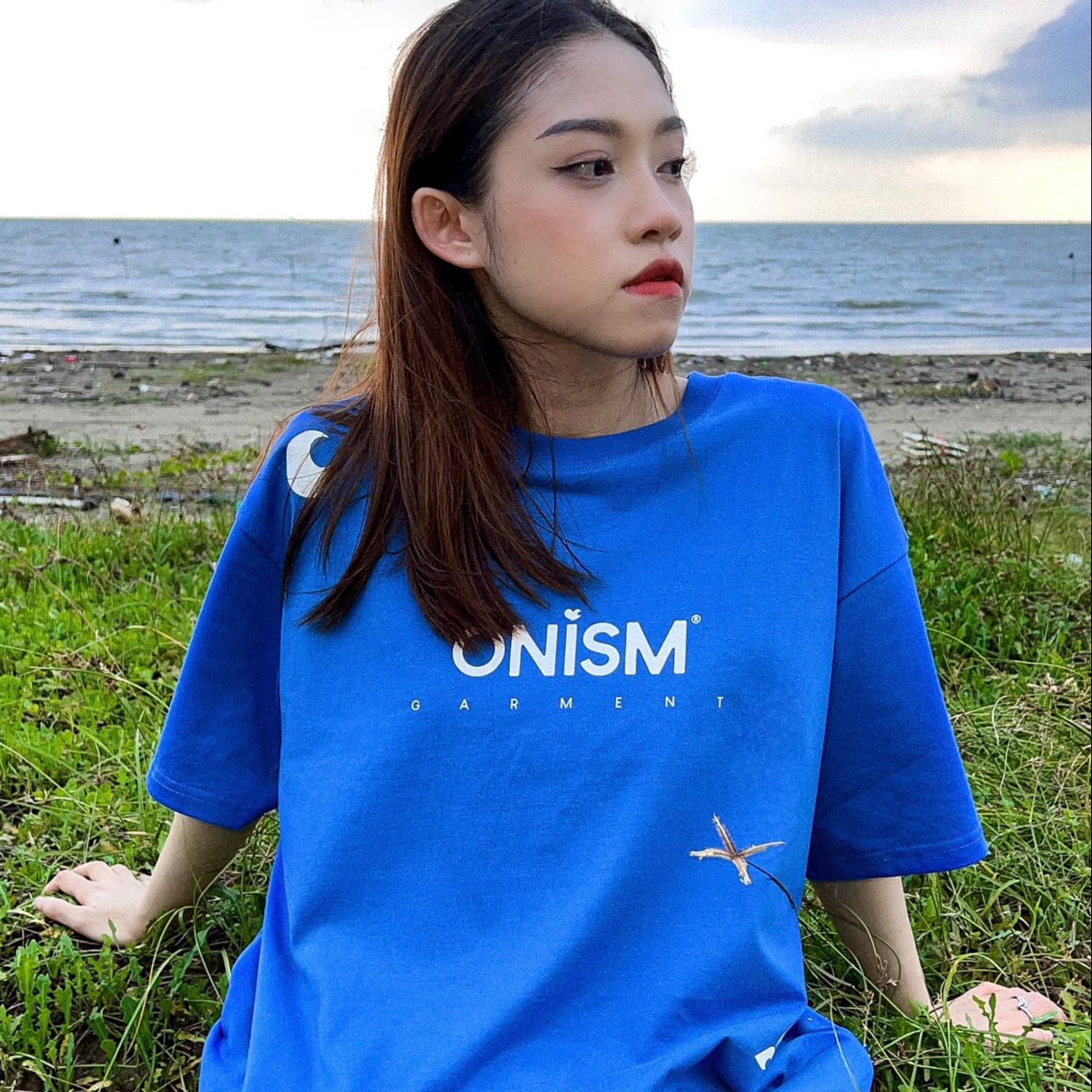 Áo thun tay lỡ basic onism grament ver 2 màu xanh coban - basic tee onism