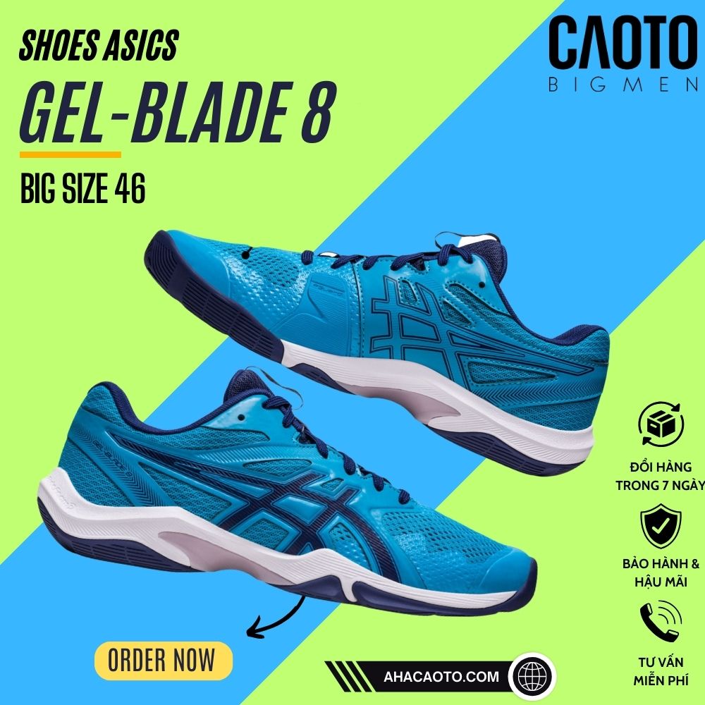 Giày Tennis Asics Gel-Blade 8 Blue Big Size Nam - Giày Tennis Nam Big Size 45 46 47 48