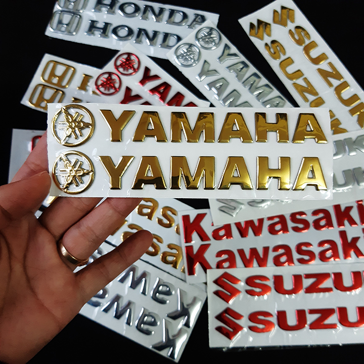 Bộ 2 miếng dán nổi chữ Yamaha ( Vàng)