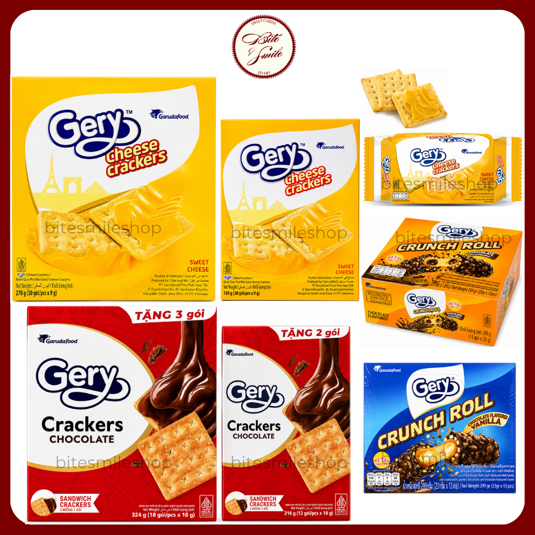 Bánh Quy/Bánh Ống Gery Kẹp Kem & Crunch Roll Phủ Sôcôla Giòn Ngon