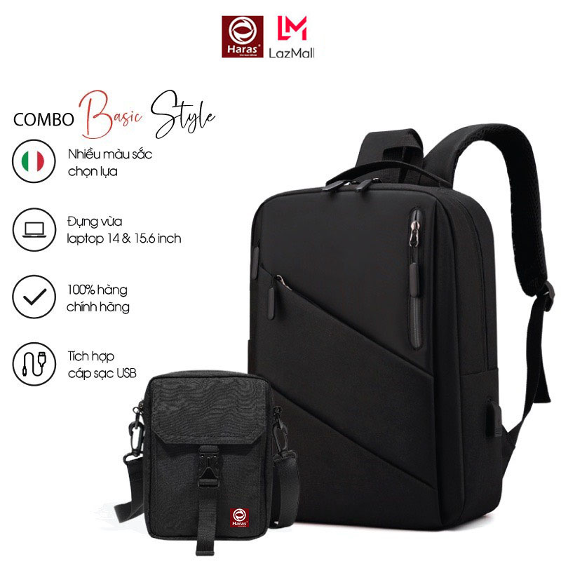 Combo Balo Laptop Năng Động Trẻ Trung Và Túi Đeo Chéo Mini HARAS -HR298 & HR281