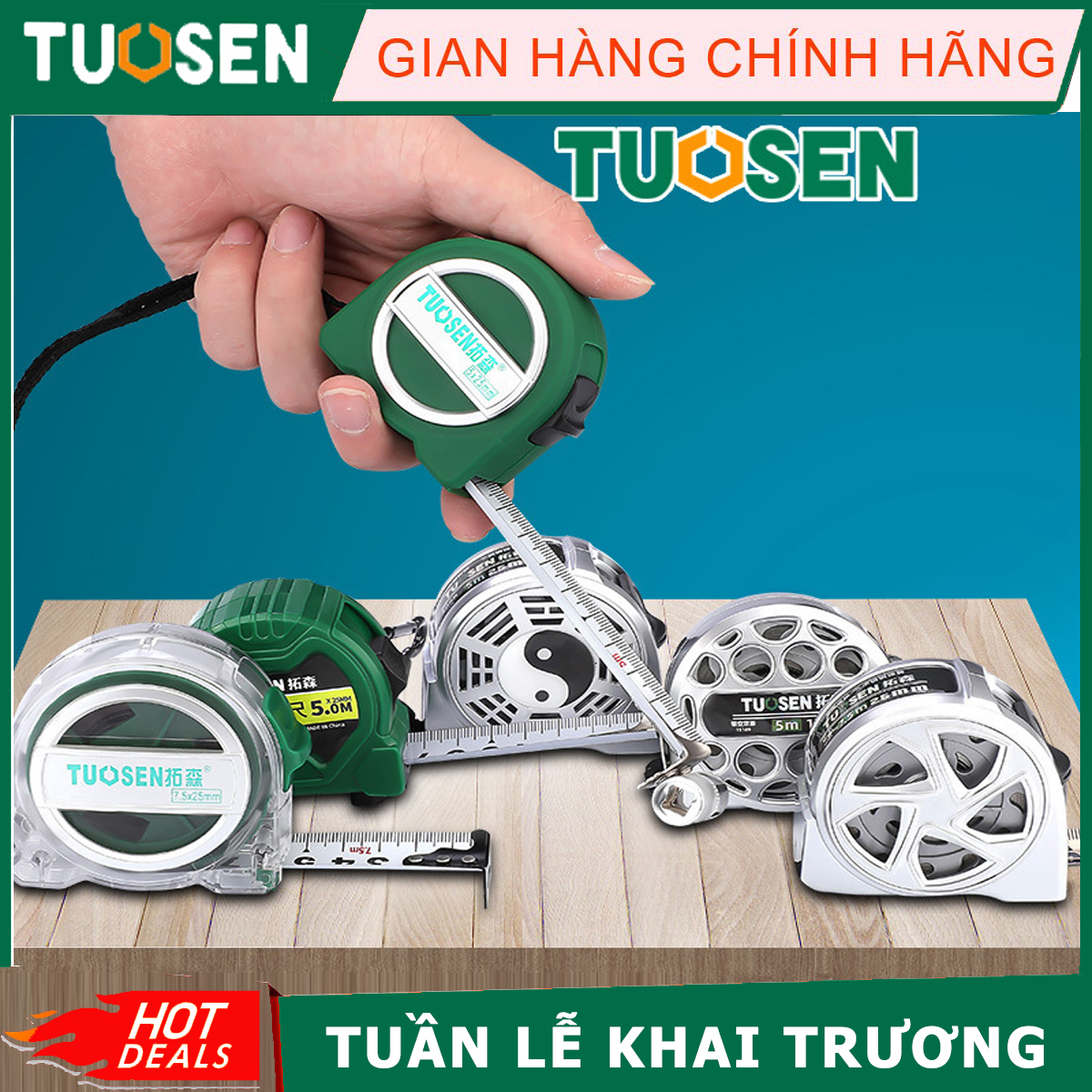 Thước cuộn, thước rút, thước kéo dài nhiều kích cỡ chủng loại 3m, 5m, 7.5m - TUOSEN