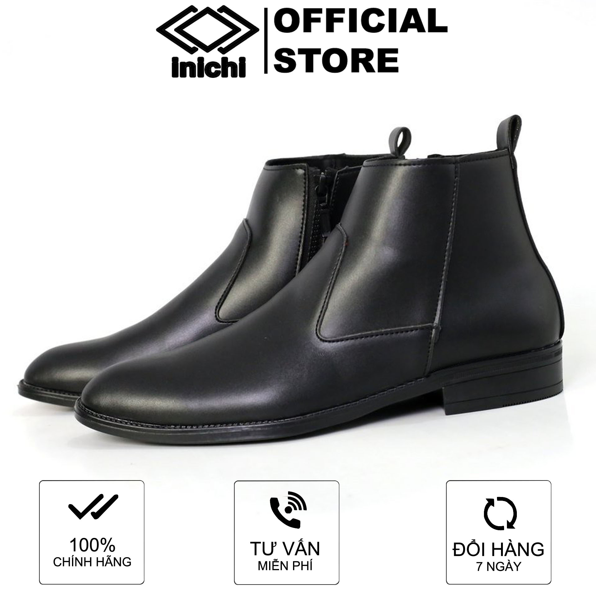 Chelsea boots da thời trang INICHI G1093 da lì chống nhăn, có may đế