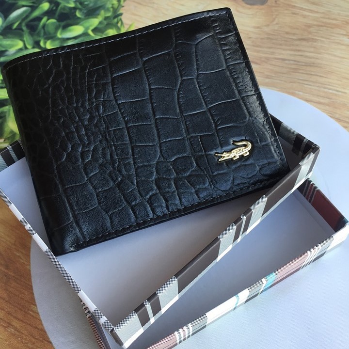 ví da nam vân cá sấu cao cấp logo inox cá sấu sang trọng và đẳng cấp