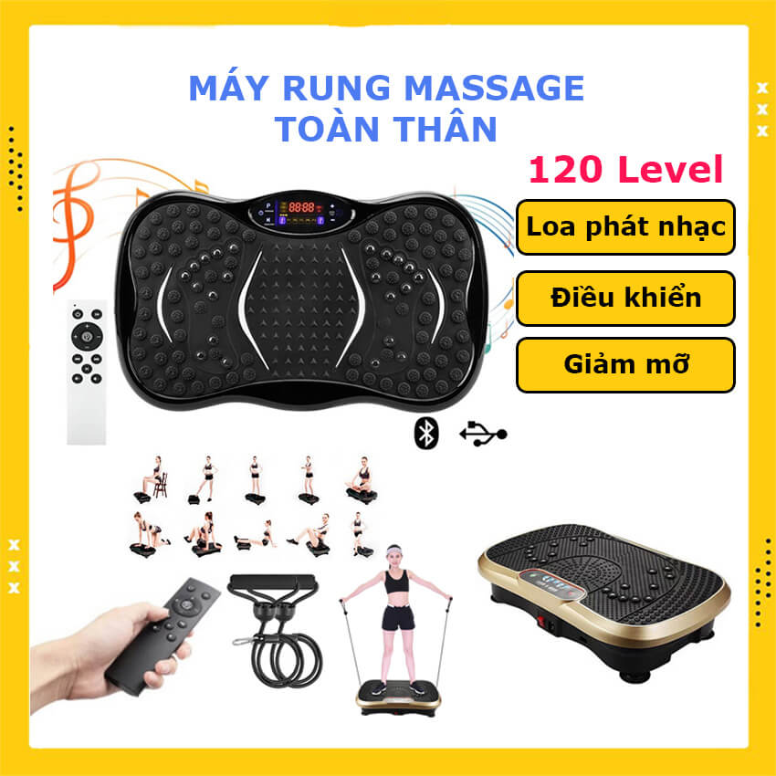 Máy rung lắc toàn thân giảm cân 120 cấp độ, có điều khiển từ xa, loa phát nhac Bluetooth, máy rung lắc giảm mỡ massage tại nhà