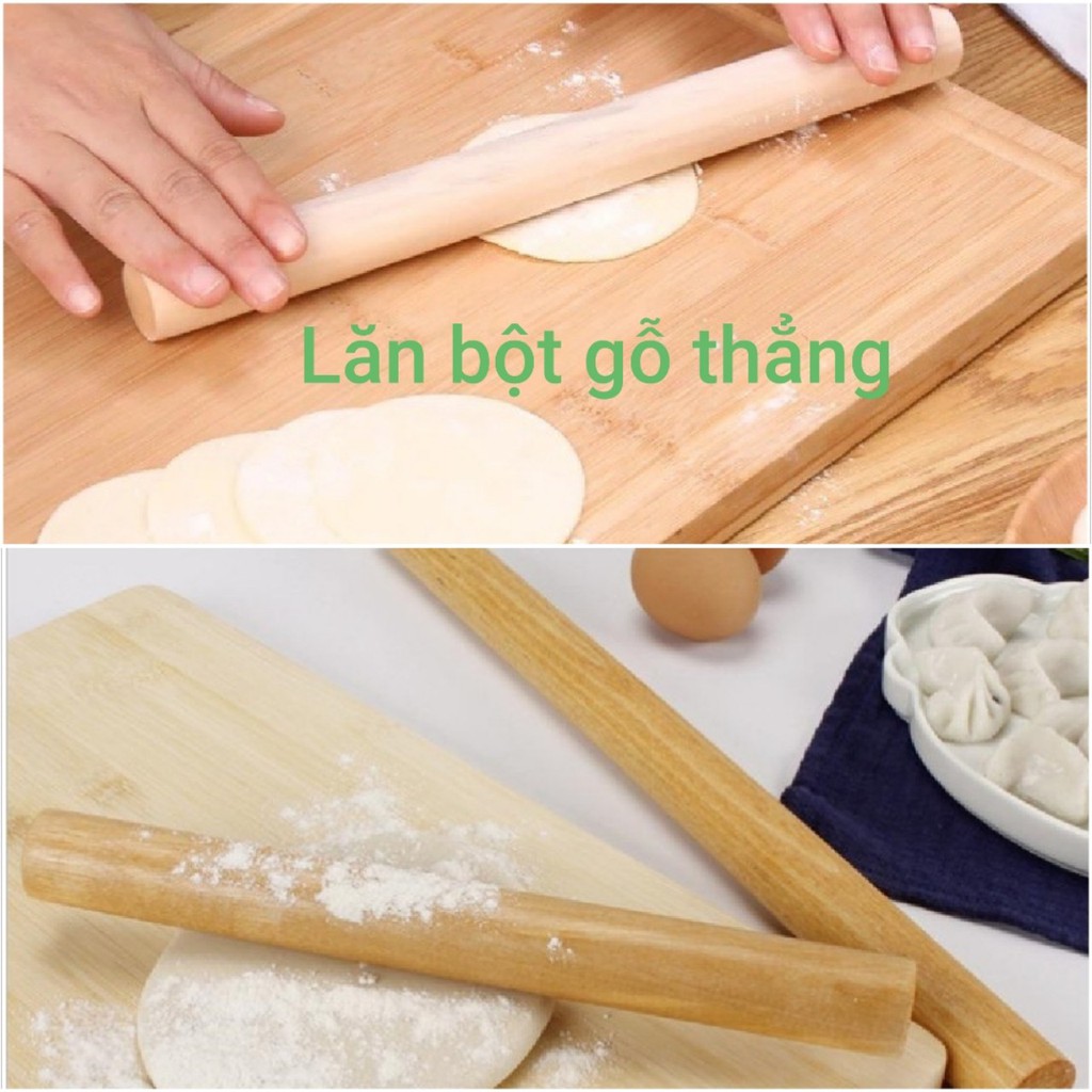 Cây lăn bột làm bánh cán gỗ thẳng, lăn bột gỗ thẳng