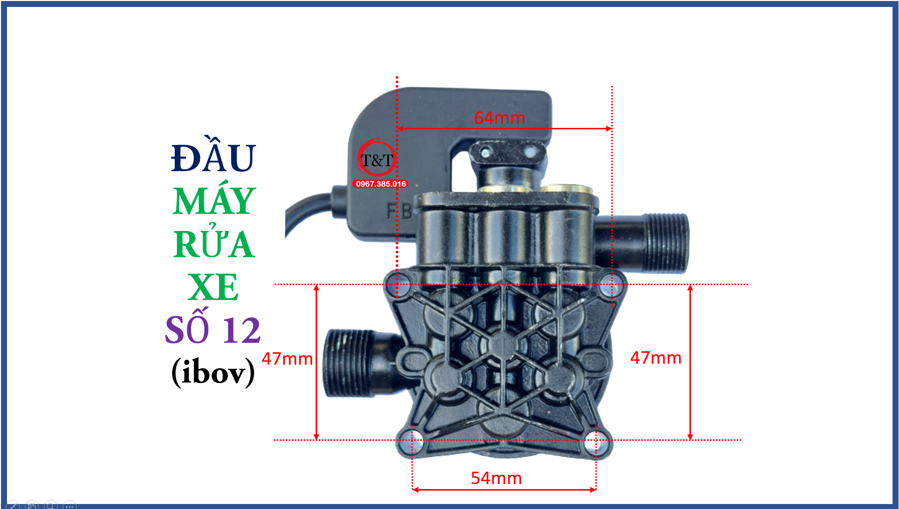 ĐẦU MÁY RỬA XE MINI, ĐẦU MÁY RỬA XE GIA ĐÌNH , ĐẦU SỐ 12 Pittong 10 ly. (ibov-Q8= số 15)