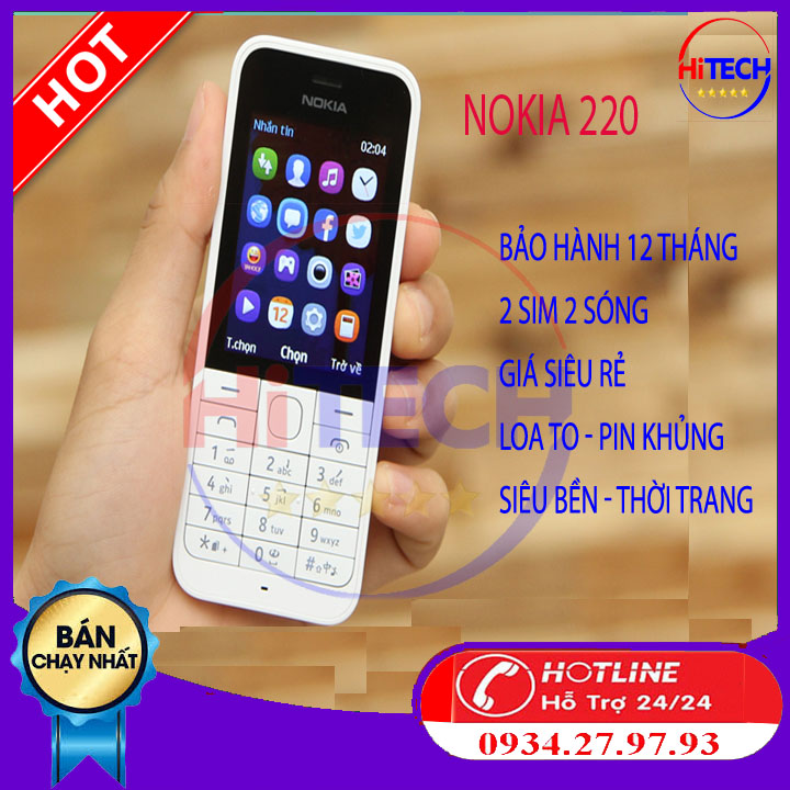 Điện thoại nokia 220 đầy đủ phụ kiện chính hãng giá rẻ